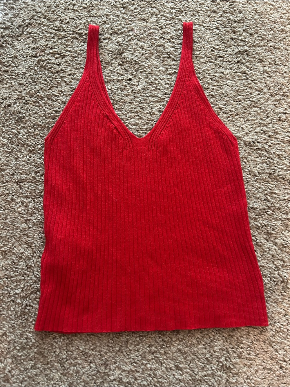 H&M Red Ribbed V-Neck Camisole